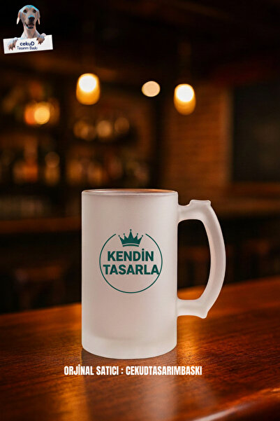 cekuDtasarim Buzlu Bira Bardağı – Kendin Tasarla, İsimli / Fotoğraflı Kişiye Özel Baskı
