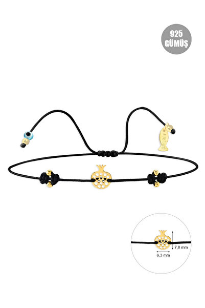 KURSHUNI Nar, 925 Ayar Gümüş Bileklik (İPLİ)., "dolu Dolu Bir Hayat Için!"