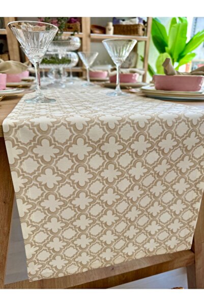 Decamor home Ανθεκτικό δρομέα με μπεζ σχέδιο - Χωρίς ανησυχίες