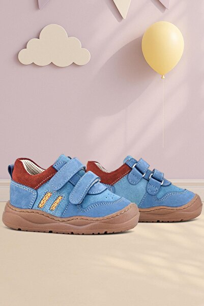 Rakerplus Schaggy Genuine Leather Blue Claret Red Velcro Baby Sports Shoes