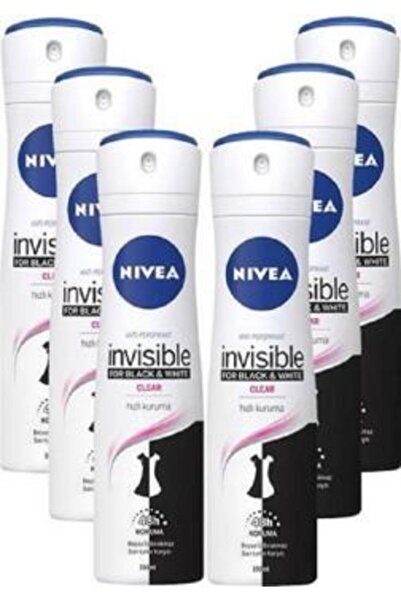 NIVEA Invisible Black&White Clear Kadın Sprey Deodorant 6 X 150 ML