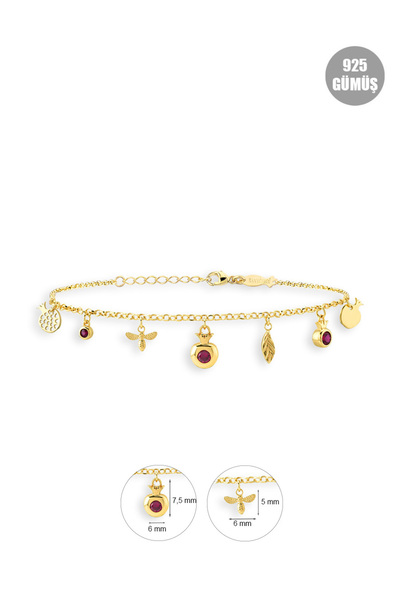 KURSHUNI Nar Ağacı, 925 Ayar Gümüş Bileklik.