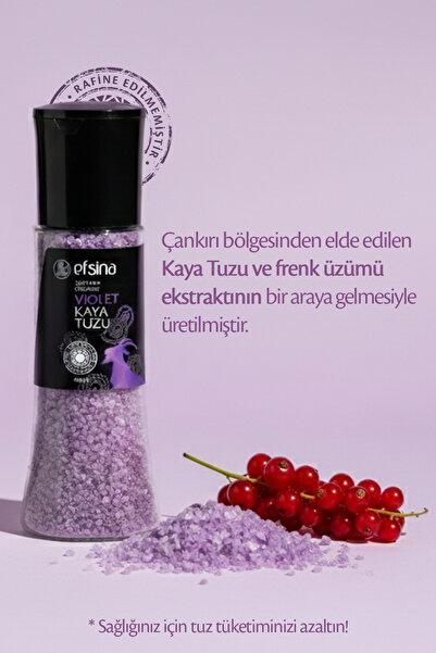 Efsina Violet Kaya Tuzu 400 g Sofrada Öğütme Değirmenli Gurme Tuz