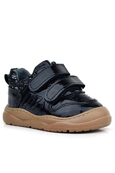 Rakerplus Schaggy Genuine Leather Shiny Black Baby Sneakers
