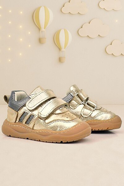 Rakerplus Schaggy Genuine Leather Gold Shiny Baby Sneakers