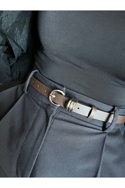 LİA KEMER Merge Multi-Ring Pattern Women's Silver Buckle Belt Coat Belt Dress...