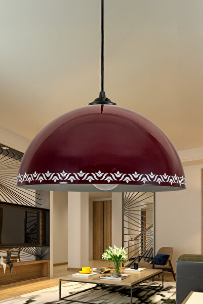 Marrien Luna Tulip Tekli Bordo Metal Sarkıt (30 cm) | Salon, Mutfak & Cafe iç...