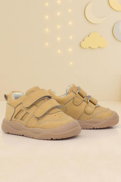 Rakerplus Schaggy Genuine Leather Baby Sneakers - Tan Velcro