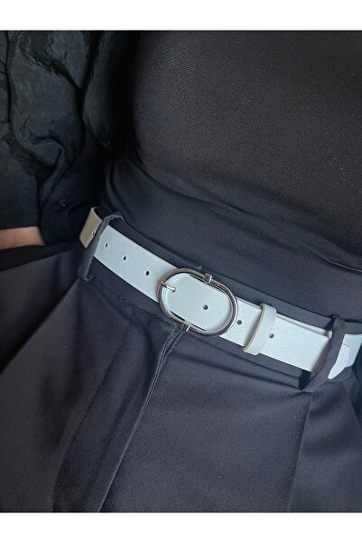 LİA KEMER Curea cu cataramă argintie pentru femei, cu model rotund, curea pen...