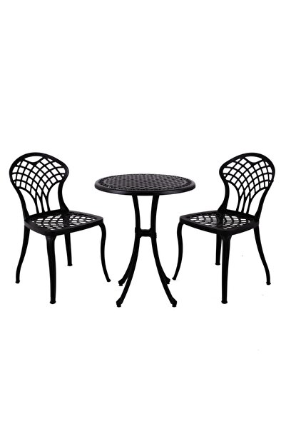 Gennhaus Alüminyum Döküm Bahçe Balkon Oturma Grubu 3 Parça 2 Sandalye + 1 Mas...