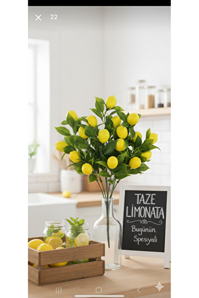 YASİMA Artificial Small Lemon Tree Home Decor Pot Vase Ornament