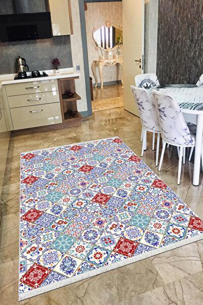 VOPTEKS Lacivert Halı Balkon Halısı Mutfak Halısı Yatak Odası Halısı Salon Ha...