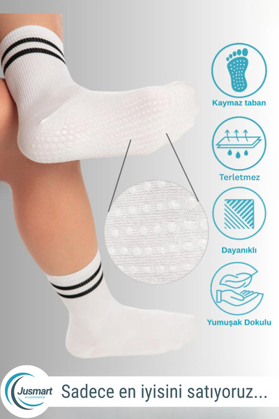 Jusmart Λευκή βαμβακερή αντιολισθητική βάση σιλικόνης ◆   Γιόγκα Πιλάτες Ταβά...