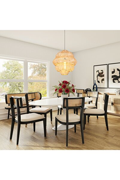 Mylamp Rattan Lucy Aydınlatma 60x60 cm l Yapımı Doğal Avize