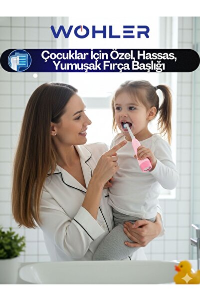 Wohler Değiştirilebilir Başlıklı Pilli Kız Çocuk Diş Fırçası 3+ , FDA Onaylı