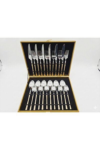 OEM Stainless Steel Cutlery Set 24 pcs, Luxury Edition, Silver and Gold