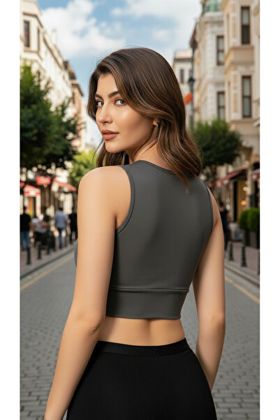 ACTRİS Side Tie Dye Crop Bustier Blouse T-Shirt with Fabric Pads