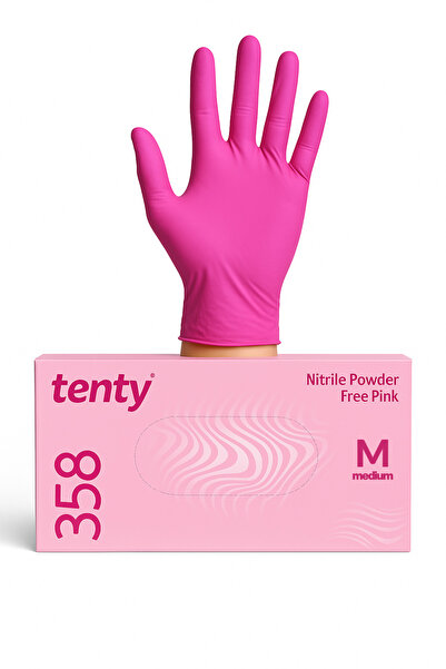Medicalx 358 Ultra Kalın Fuşya Pembe Nitril Muayene Eldiveni 100’lük Kutu - Medium