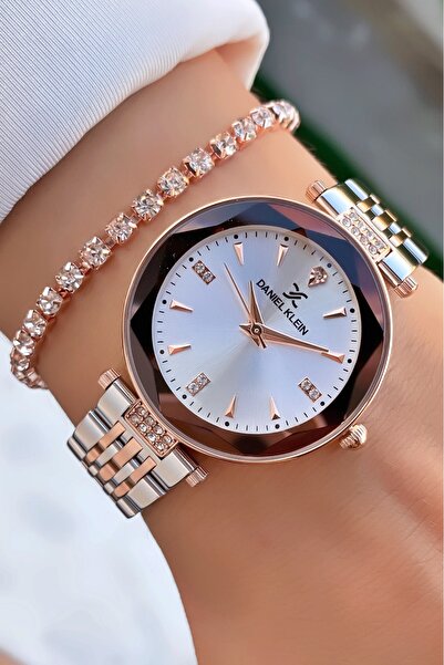 Daniel Klein Rose Silver Color Women's Wristwatch with 2 Years Warranty and B...