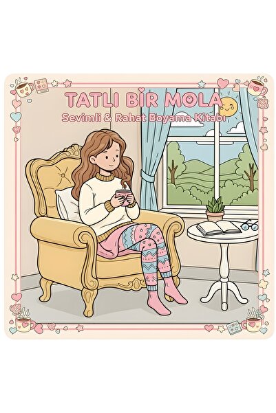 M&H Coloring Tatlı Bir Mola - 21x21 cm Boyama Kitabı, Çocuk ve Yetişkinler için