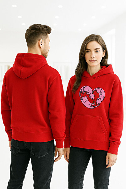 ArtYus Hanorac unisex cu mânecă lungă Heart pisică Transfer cu imprimeu tricou