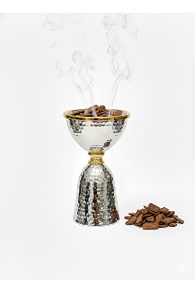 VENDIX Bakhoor Burner Premium Stainless Steel Incense with Gold Rim, Smokeless Oud Burner for Home & Majlis