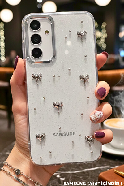 cepmoda حافظة لهاتف سامسونج جالاكسي “A16” بنمط “القلب الرمادي” فاخرة مع غطاء ...