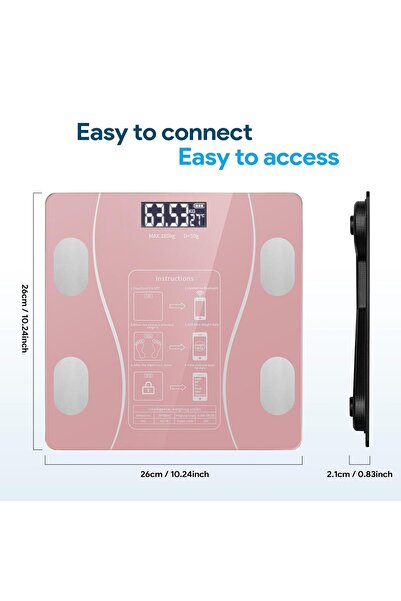 Eworld Smart Scale for Body Weight, Digital Body Composition Analyzer with Bluetooth (Pink)