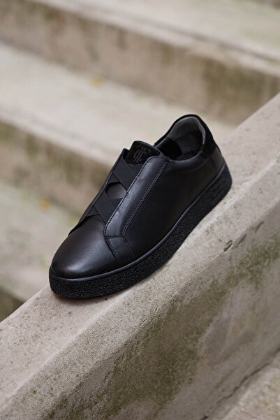 Vantaggio حذاء تونيلي أسود 100% جلد طبيعي للرجال كاجوال