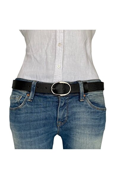 GoDeri 100% Γνήσιο Δερμάτινο Ασημένιο Πόρπη Μαύρη Λεπτή Γυναικεία Ζώνη, 3cm=3cm-kdn-15