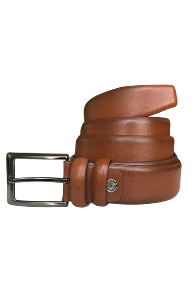 GoDeri Genuine Leather Tan Classic Trouser Belt - 3.5 Cm=go-dk-kla