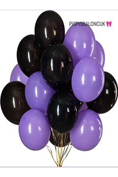 PISPISBALONCUK 6 ADET SİYAH VE METALİK MOR BALON SETİ KUROMİ PARTİ DOĞUM GÜNÜ...