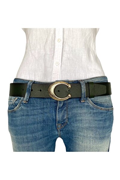 GoDeri 100% piele naturală, curea de blugi de damă verde cu cataramă aurie 4 cm=an-byn-53