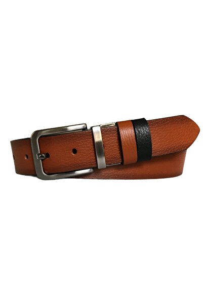 GoDeri Ζώνη από γνήσιο δέρμα διπλής όψης πλάτους 4 cm - Μαύρο και μαύρισμα