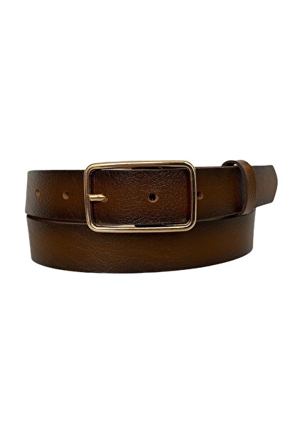 GoDeri حزام نسائي رفيع من الجلد الطبيعي 100% بإبزيم مستطيل ذهبي من Tosado، 3 سم = 3 سم-kdn-05