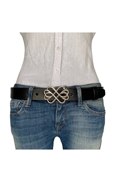 GoDeri 100% piele naturală, blugi negri de damă cu cataramă aurie, centură sport 4 cm=an-byn-57