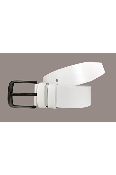 GoDeri Curea Sport Denim Alb Piele Veritabila 4,5 Cm=dk-alb