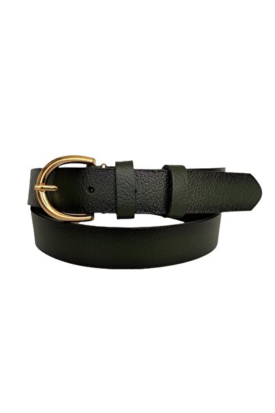 GoDeri Curea subțire de damă, 100% piele naturală, verde, cu cataramă aurie, 3cm=3cm-kdn-02