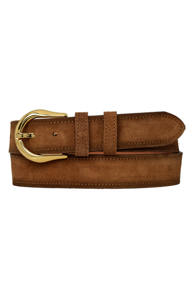GoDeri 100% Military Leather, Women's Belt with Silver Offered 4 cm Suede Milk Cachepot Belt