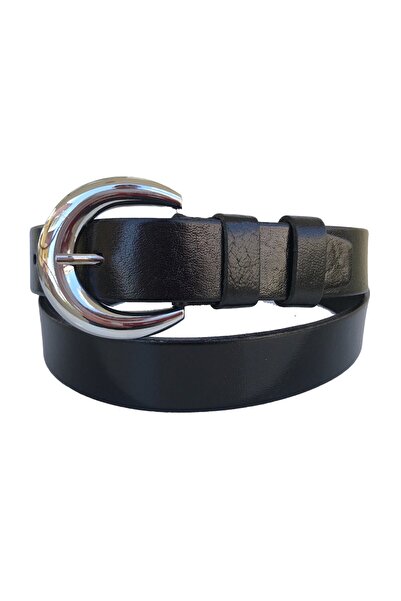 GoDeri Γυναικεία τζιν με αγκράφα από γνήσιο δέρμα, αθλητική ζώνη 4 cm=an-byn-17