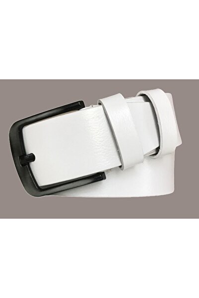GoDeri Curea Sport Denim Alb Piele Veritabila 4,5 Cm=dk-alb