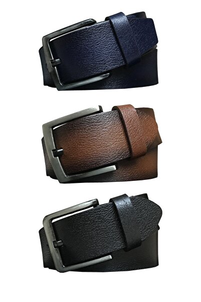 GoDeri 100% جلد طبيعي عالي الجودة 3 قطع سوبر مجموعة جينز، حزام رياضي 4.5 سم = dk3pcs-112233