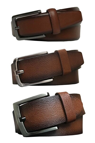 GoDeri Натуральна шкіра, ідеальний комплект з 3 ременів коричневого кольору, підходить до будь-яких штанів = 3 шт. - 02.16.27