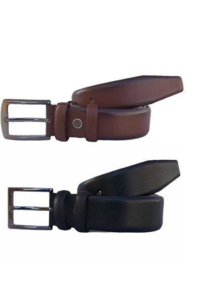 GoDeri Натуральна шкіра, 2-х секційний класичний ремінь чорного та коричневого кольору, ширина 3,5 см = 2likladuz
