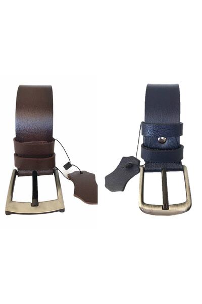 GoDeri 100% جلد طبيعي فاخر سوبر 2 قطعة بني، أزرق داكن حزام رياضي 4.5 سم = 2 قطعة قياس