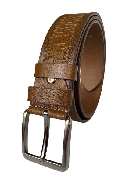 GoDeri 100% натуральна шкіра з візерунком, преміум, коричневий спортивний ремінь, 4,5 см = пре-кроко