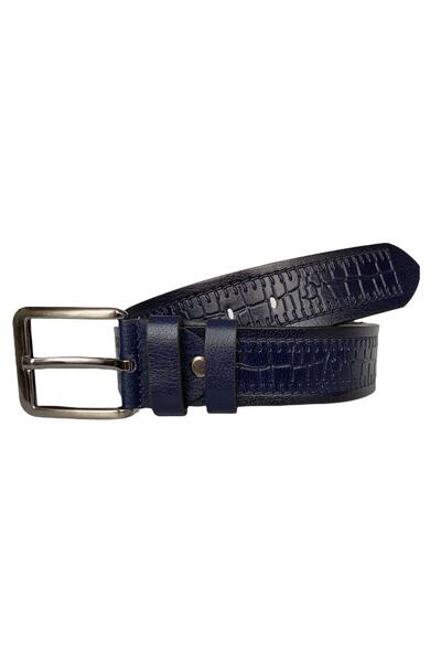 GoDeri 100% γνήσιο δέρμα με μοτίβο Premium, Navy Blue Denim Sports Belt, 4,5 cm=προ-κροκόδειλος