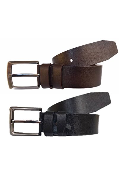 GoDeri Натуральна шкіра Супер 2-х частинний чорно-коричневий 4 см ремінь = 2-х частинний 4 см-касі