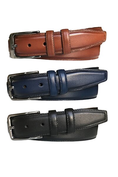 GoDeri Prava koža Set od 3 - sašivena klasična tkanina, crne mornarsko plave ...