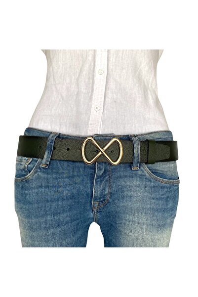 GoDeri 100% piele naturală, curea de blugi de damă verde cu cataramă aurie 4 cm=an-byn-42